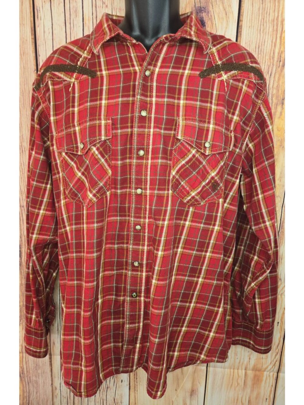 Ariat Mens Retro Fit Red-Orange Snap Western Shirt Size XL